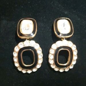 Signed Rare Christian Dior 2" Vintage Clip Earrings
